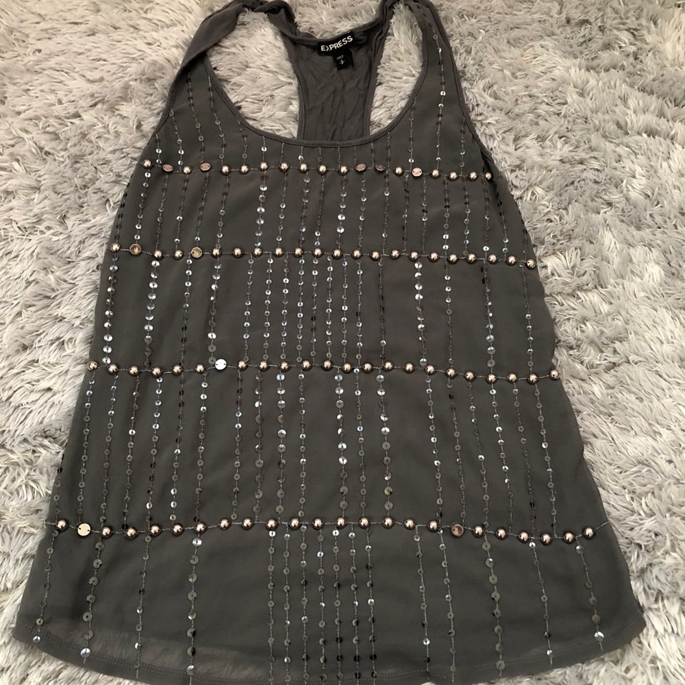 ❗️READ DESCRIPTION❗️ Express Grey Top with sequins